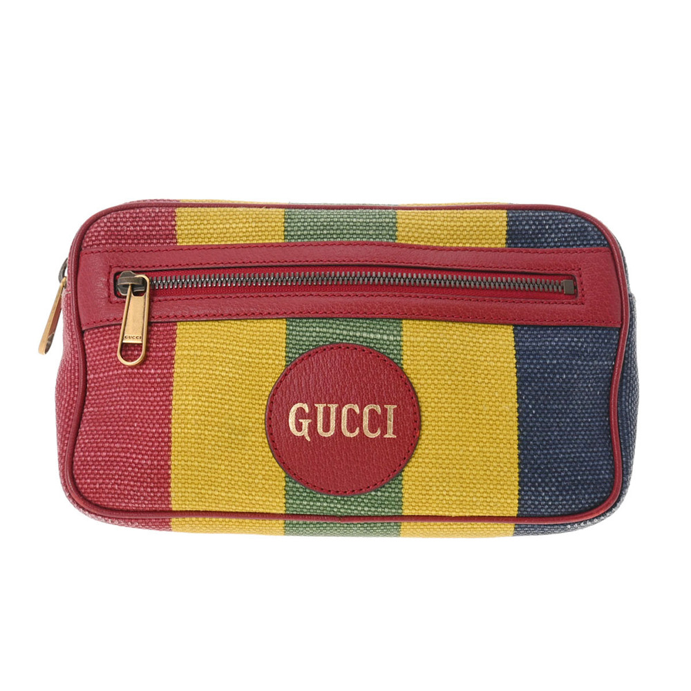 Gucci Baiadera Stripe Belt Bag Red Yellow Blue Leather Body